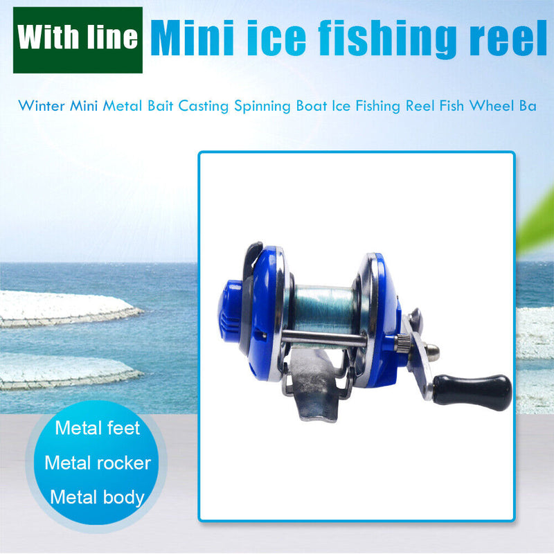 Winter Mini Baitcasting Boat Fishing Reel Roller Coil Fish Wheel (Blue) Newly