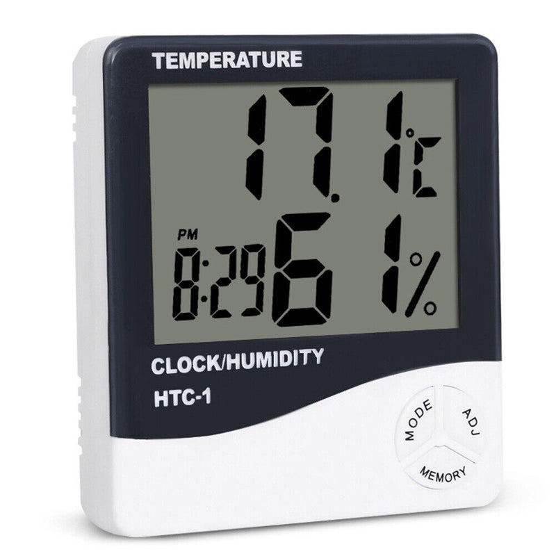 Digital Indoor Thermometer Hygrometer HTC-1 Room Temp Humidity Meter Clock