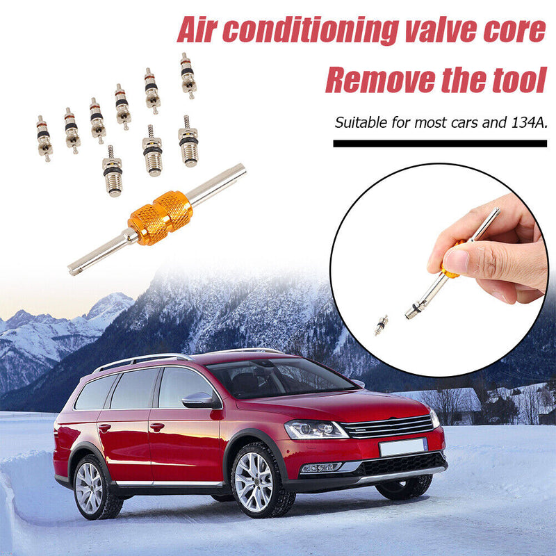 9pcs R-134a Car A/C Air Conditioning Valve Cores with Remover Installer Tool