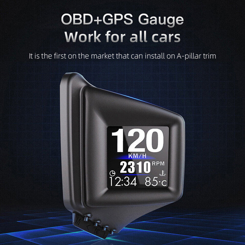 Multi-function HUD Gadget A-pillar Trim Install for OBDII Car Models