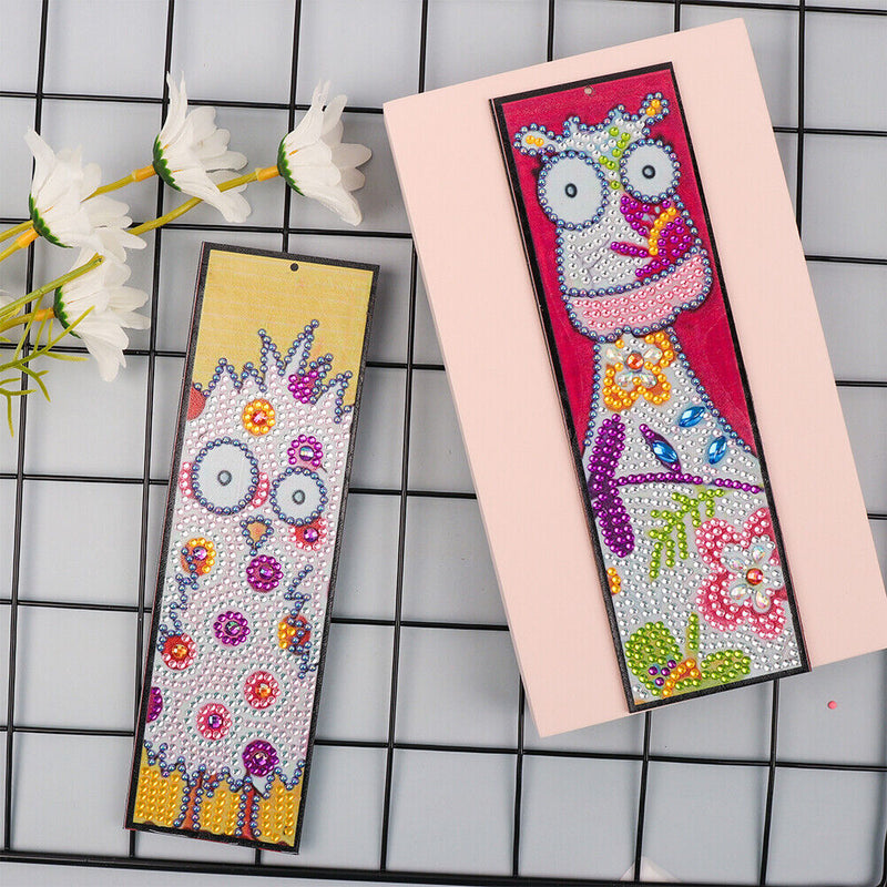 2pcs Special Shaped Drill Diamond Leather Tassel Bookmark DIY Art (SQ12) Newly