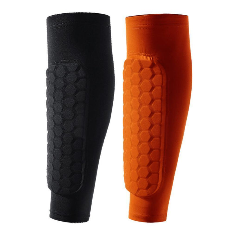 Outdoor Football Shin Guard Pads Honeycomb Calf Protective Gear (Black M)