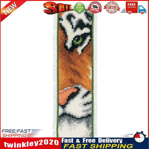 2pcs Animal 2-Strand 14CT Counted Cross Stitch Bookmarks (Tiger-XJL028) Newly