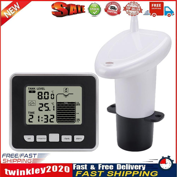 Ultrasonic Water Tank Level Meter Sensor w/Time Alarm Transmitter Receiver Newly