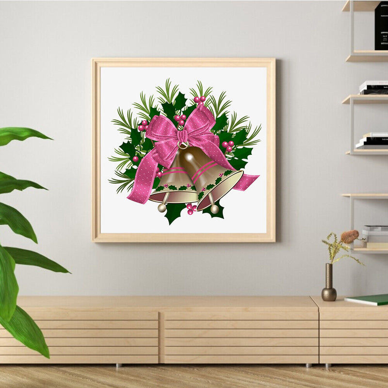 Pink Bow Bell Frameless Picture Oil Paint By Numbers Hand Painted Picture Decor