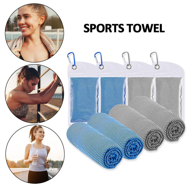 4pcs Yoga Sport Cold Cooling Towel Running Football Microfiber Summer Ice Towels