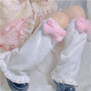 Velvet Pink Bow JK Socks Foot Warmer Socks Leg Warmers Ruffles Leg Socks