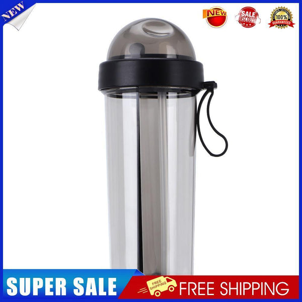 600ml Dual Straw Cup Outdoor Sports Drinking Beverage Water Bottle (Black)