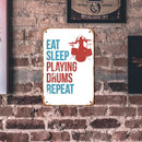 Metal Signs EAT SLEEP PLAYING DRUMS REPEAT Garage Decoration Rectangular 20x30cm