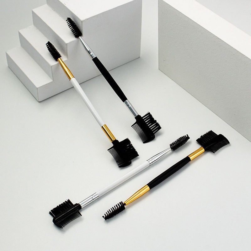 Dual Purpose Double Head Eyebrow Comb Cosmetic Tools Makeup Brush Eyelash Curl