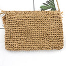 Women Paper Rope Hand-Woven Tassel Shoulder Bags Casual Beach Messenger Flap Bag