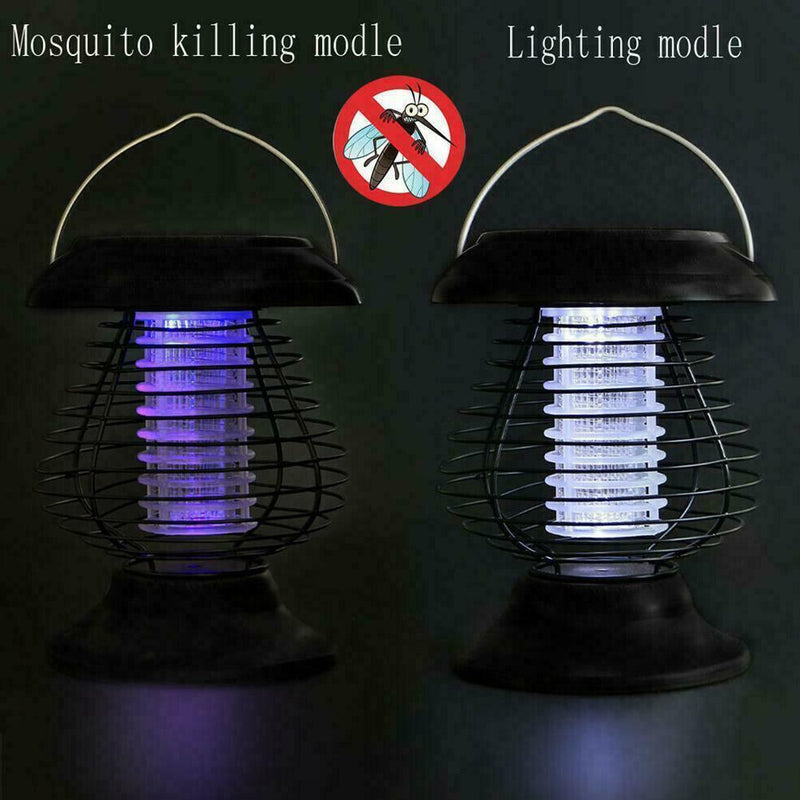 Solar Powered LED Mosquito Fly Bug Insect Zapper Killer Lamp Light Outdoor D3B1