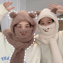 Cute Caps Winter Warm Bear Ear Hat Hat Scarf Set Beanies Caps Earflap Earmuff