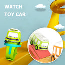 #A Mini Cartoon Car Analog Electronic Watch Wrist Racing Pull Back Induction Car
