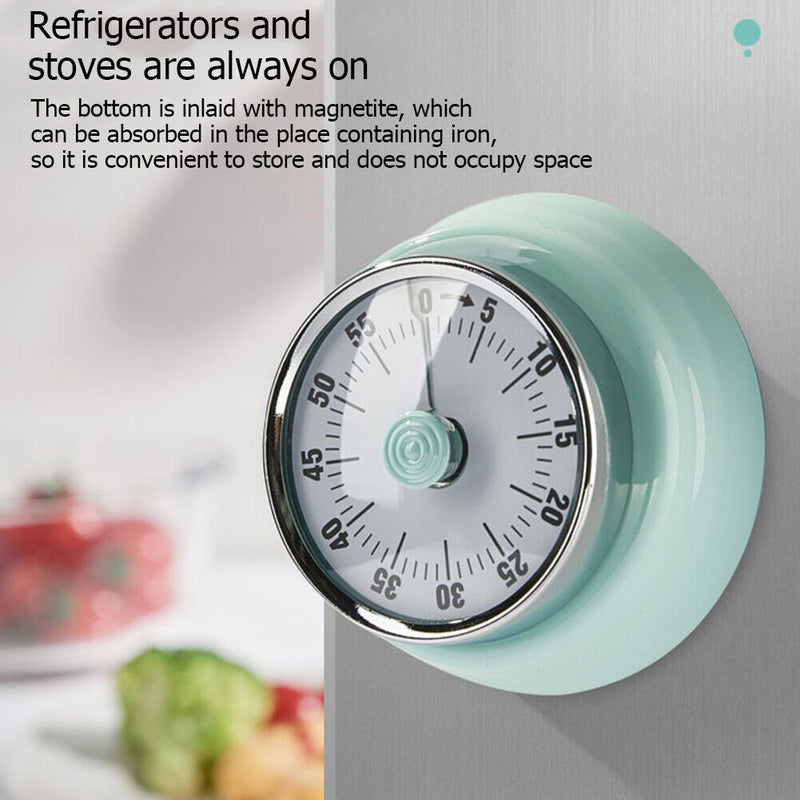 Kitchen Baking Countdown Magnetic Stainless Steel Mechanical Timer (Blue)