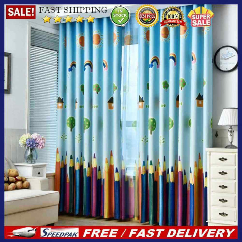 250x100cm Rainbow Pencil Pattern Curtain for Living Room Bedroom (Cloth)