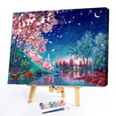 Night Peach Tree Oil Paint By Numbers Kits DIY Handpainted Canvas Picture