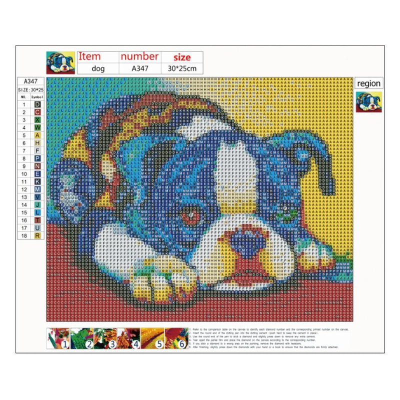 5D DIY Full Drill Diamond Painting Dog Cross Stitch Embroidery Kit Wall Art