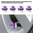 4pcs Car Rhinestone Crown Wheel Tire Valve Cap Auto Dust Air Cover (Purple)