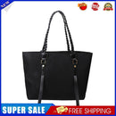 Women Shoulder Handbag Woven Strap Top-handle Bag Big Capacity Tote (Black)