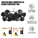 10Blade Dual Head Heat Powered Stove Fan Mini Fireplace Furnace Air Blower~