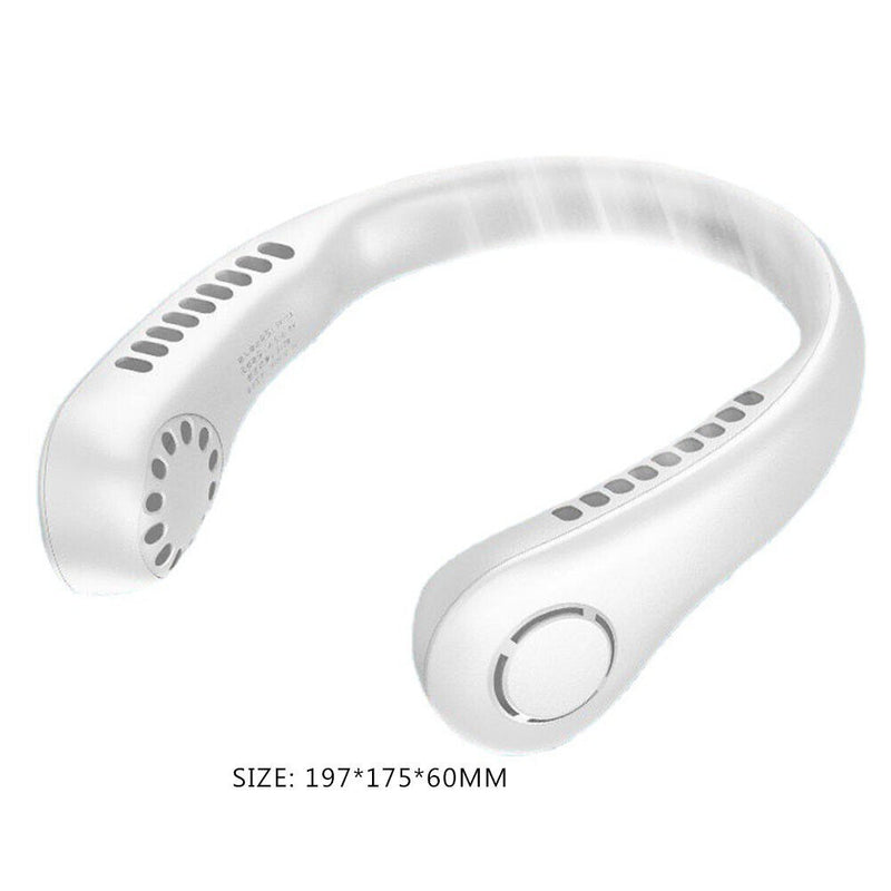 Mini Bladeless Hanging Neck Fan USB Rechargeable Summer Air Cooler (White)