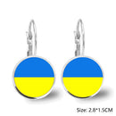 Trendy Ukrainian National Flag Earrings Women Round Glass Hook Dangle (1) Newly