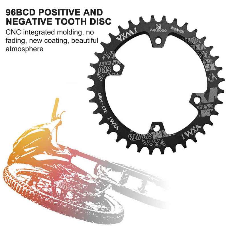 MTB Bike Chainring Bicycle Crankset Narrow Wide Chain 96BCD (Black 34T) Newly