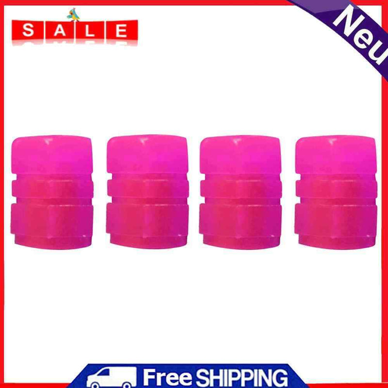 4pcs Luminous Tire Cap Tire Rim Stem Cap Rim Stem Covers for Motorcycles (Pink)