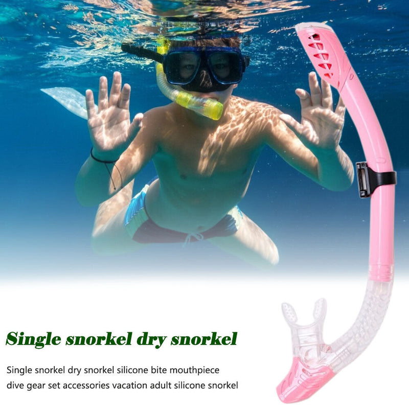 Diving Snorkel Professional Swim Breathing Tube Hose (Transparent Pink) Newly
