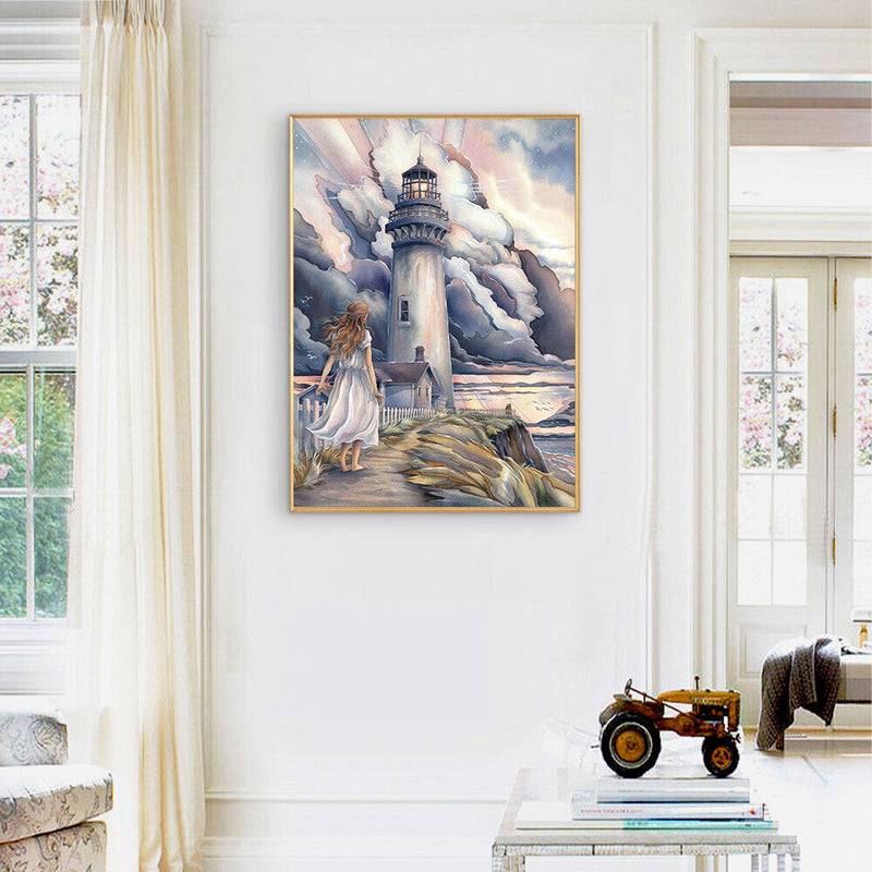Lighthouse After Storm Oil Paint By Numbers Kits DIY Handpainted on Canvas