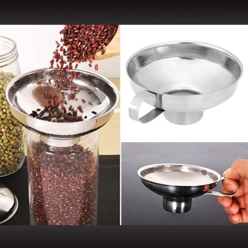 5pcs Stainless Steel Wide Mouth Funnel Thick Salad Dressing Funnel(S)