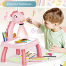 Early Learning Kids Writing Painting Board Desk LED Projector Drawing Table Toys