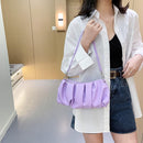 Pleated Shoulder Handbag Women PU Elegant Underarm Cloud Bags (Purple)