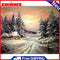 Sunset Cottage Oil Paint By Numbers DIY Handpainted on Canvas Wall Art Picture