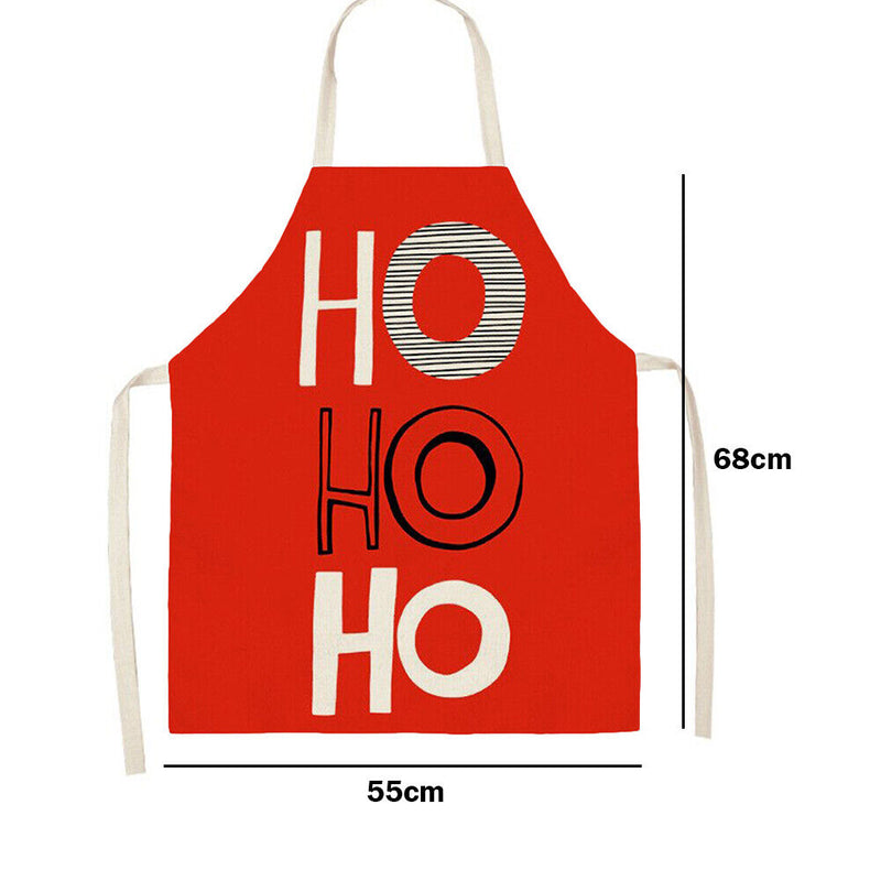 HO Print Linen Apron Kitchen Waterproof Home Cooking Bib Pinafore (68X55CM)