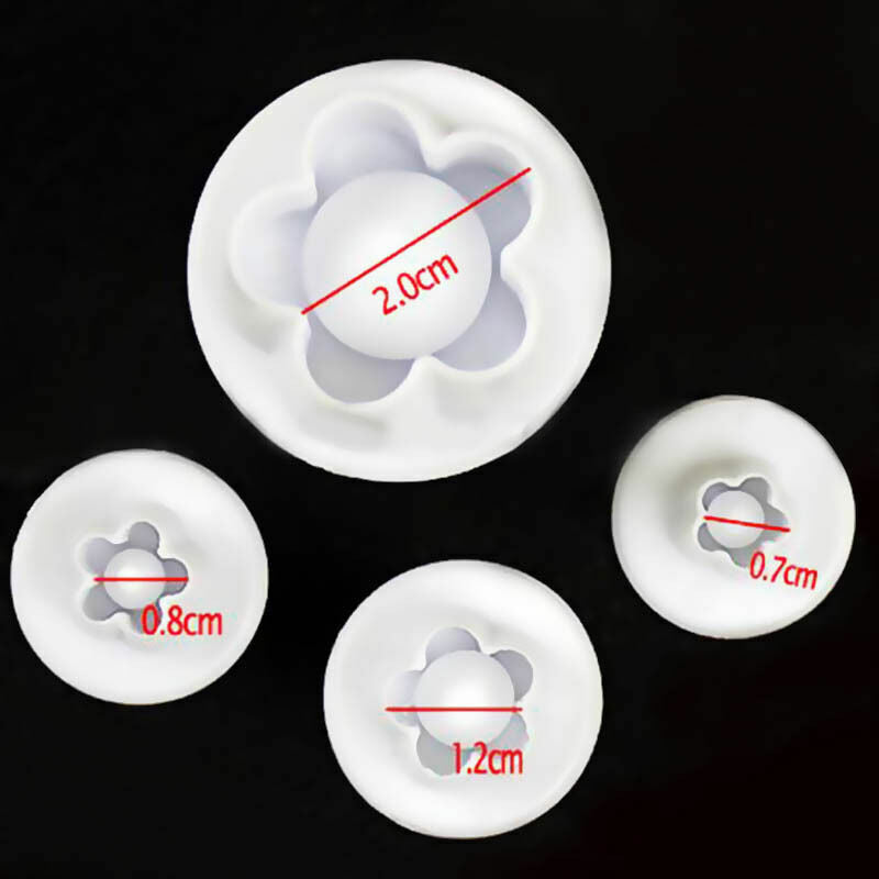 4x Plum Flower Icing Cutter Fondant Cake Sugar Decor Kitchen Plunger Tool H7D2