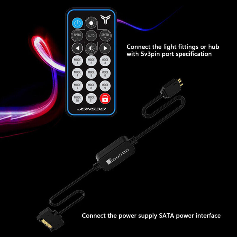 Jonsbo AURA RGB Fan Controller Lighting Adjustable 5V 3Pin SATA Remote Control