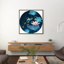 11CT Partial Stamped Embroidery Kit Round Lotus Fish Cross Stitch Needlework DIY