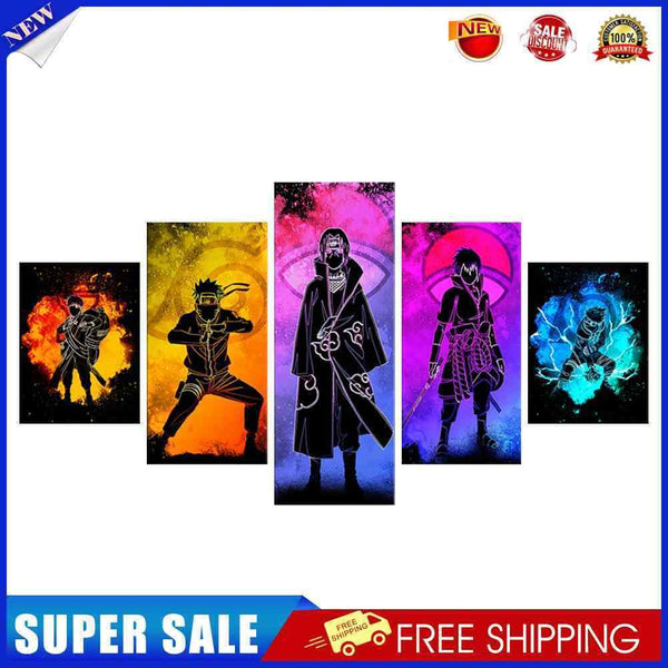 5 Panels Naruto Oil Paint By Numbers Kit DIY Home Decoration Gift Wall Pict