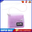 Women PVC Clear Short Purse Mini Glitter Wallet Card Holder Case (Purple)