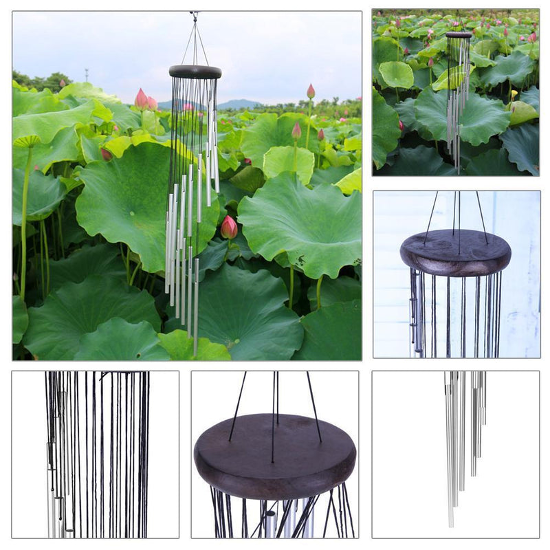 18 Tubes Wind Chime Yard Garden Outdoor Living Wind Chimes Decor (Silvery)