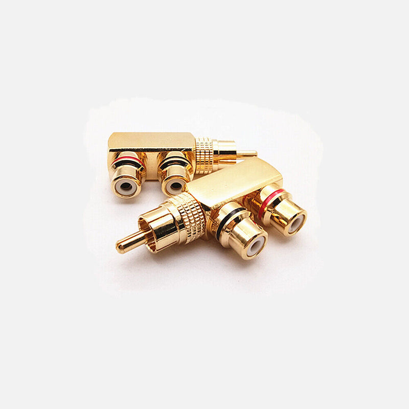1 Male to 2 RCA Female AV Audio Video Adapter Plug Splitter Converter Connector