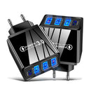 3 USB Fast Charger 3.1A PD Type-C Wall Power Adapter for Phone (Black EU)
