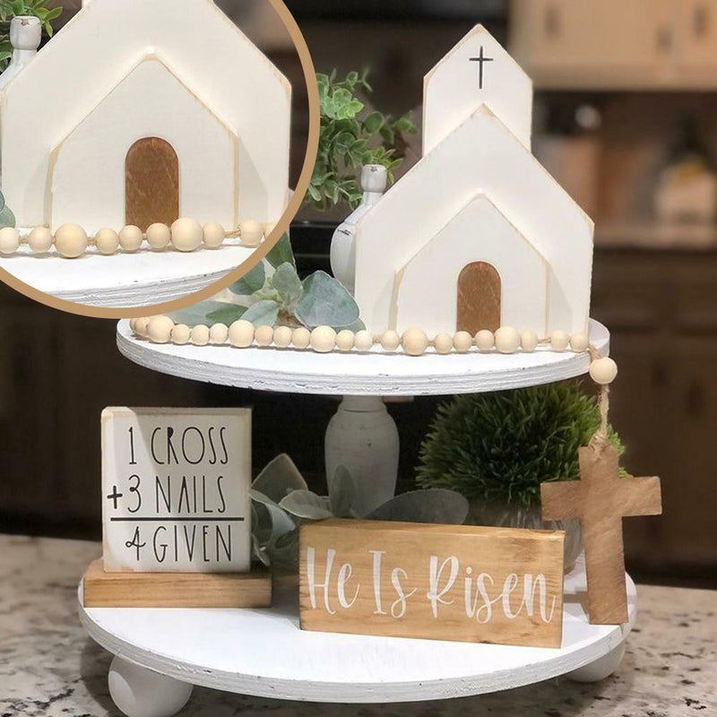 Easter Wooden Nativity Set Resurrection Scenes Wooden Decors Cross Home Ornament