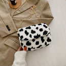 Autumn Plush Shoulder Purse Retro Women Animal Messenger Chain Bag (Cow)