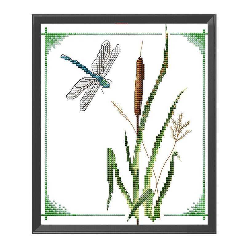Partial Embroidery 14CT DIY Dragonflies Printed Cross Stitch Kit Art Craft