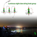 Stainless Steel 8 Barb Hooks Luminous Squid Cuttlefish String Fishhook Set Newly