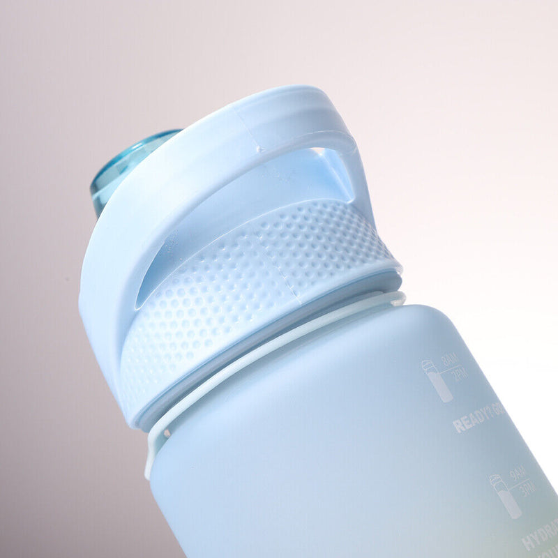 Outdoor Water Bottle with Straw BPA Free Gradient Sport Drinking Cup (Blue)