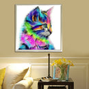 5D DIY Round Drill Diamond Painting Colorful Cat Cross Stitch Embroidery Newly